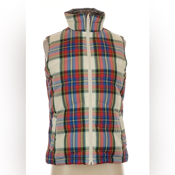 Lands' End Jackets & Blazers - Lands End Womens Plaid Multicolor Zip Down Fill Quilted Puffer Vest Size M/Tall